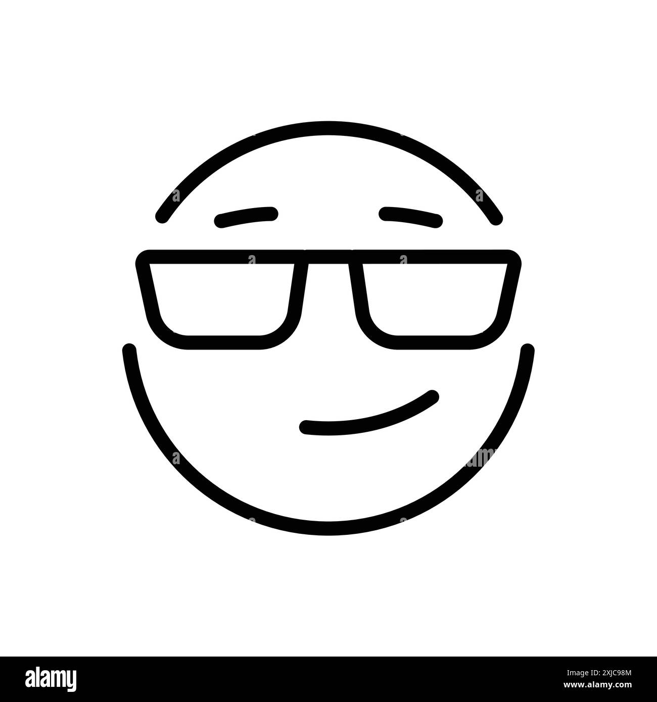 Cool Emoji Symbol Flat Set in schwarz-weiß Farbe Umrissvektor Stock Vektor