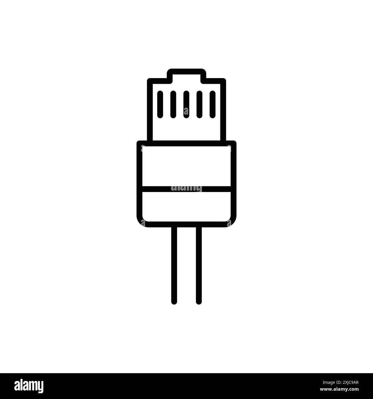 ethernet-Kabelstecker Symbol flacher Satz in Schwarz-weiß-Farbe Umrissvektor Stock Vektor