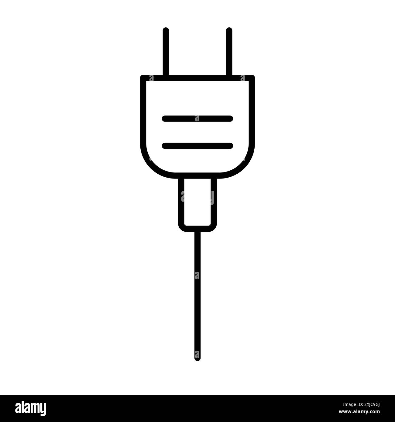 Plug-Symbol flach gesetzt in schwarz-weiß Farbe Umrissvektor Stock Vektor