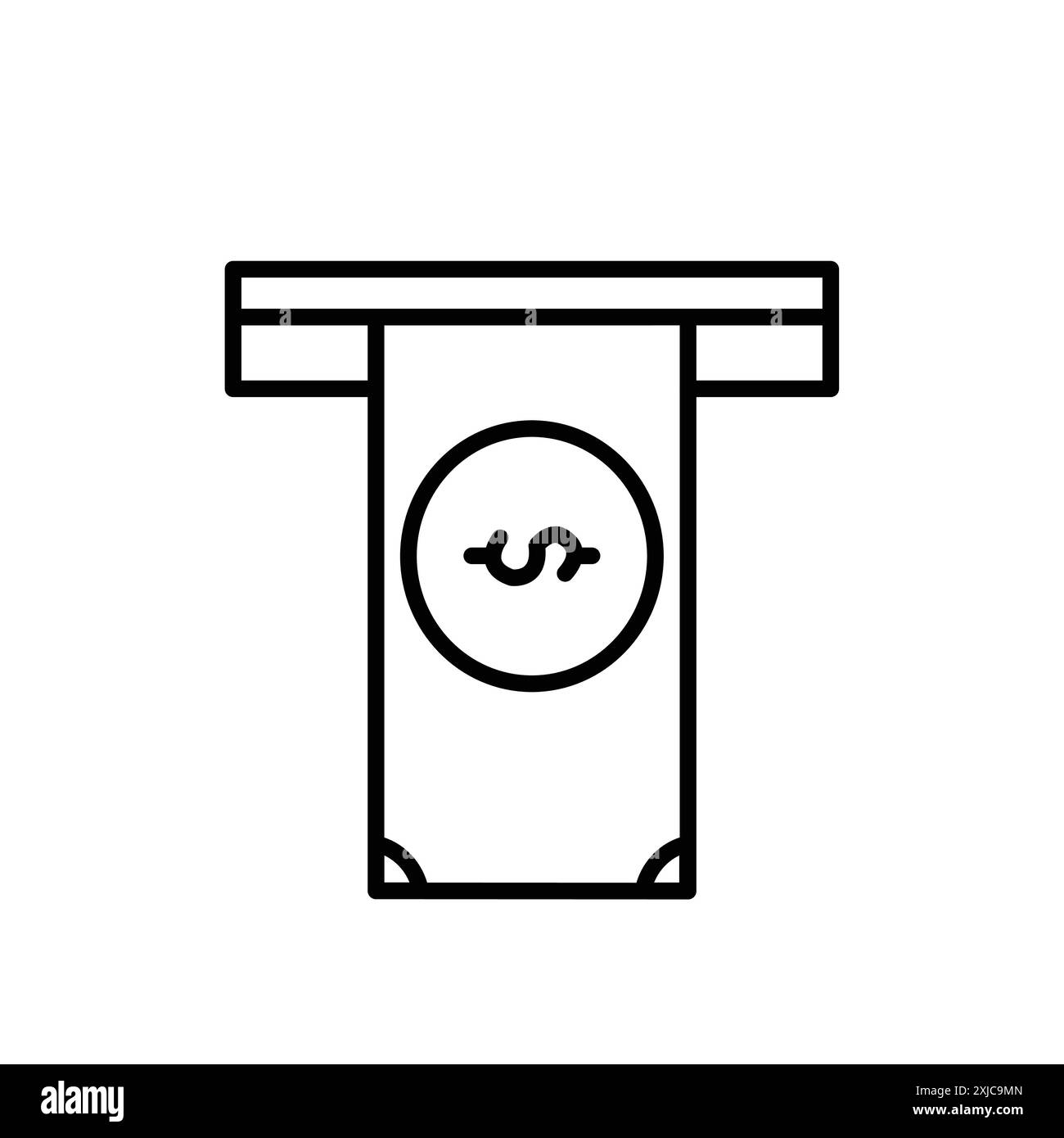 Geld in Geldautomaten abheben Icon Flat Set in schwarz-weiß Farbe Umrissvektor Stock Vektor