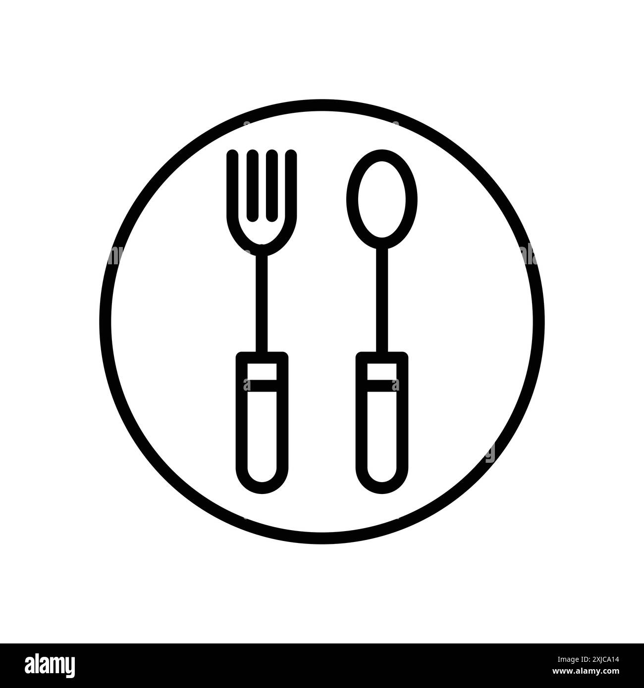 Bestecksymbol flaches Set in Schwarz-weiß-Farbe Umrissvektor Stock Vektor