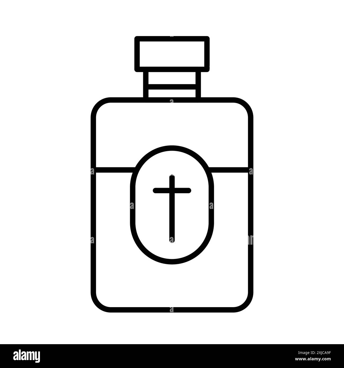 heilige Wasserflasche Icon flach gesetzt in schwarz-weiß Farbe Umrissvektor Stock Vektor