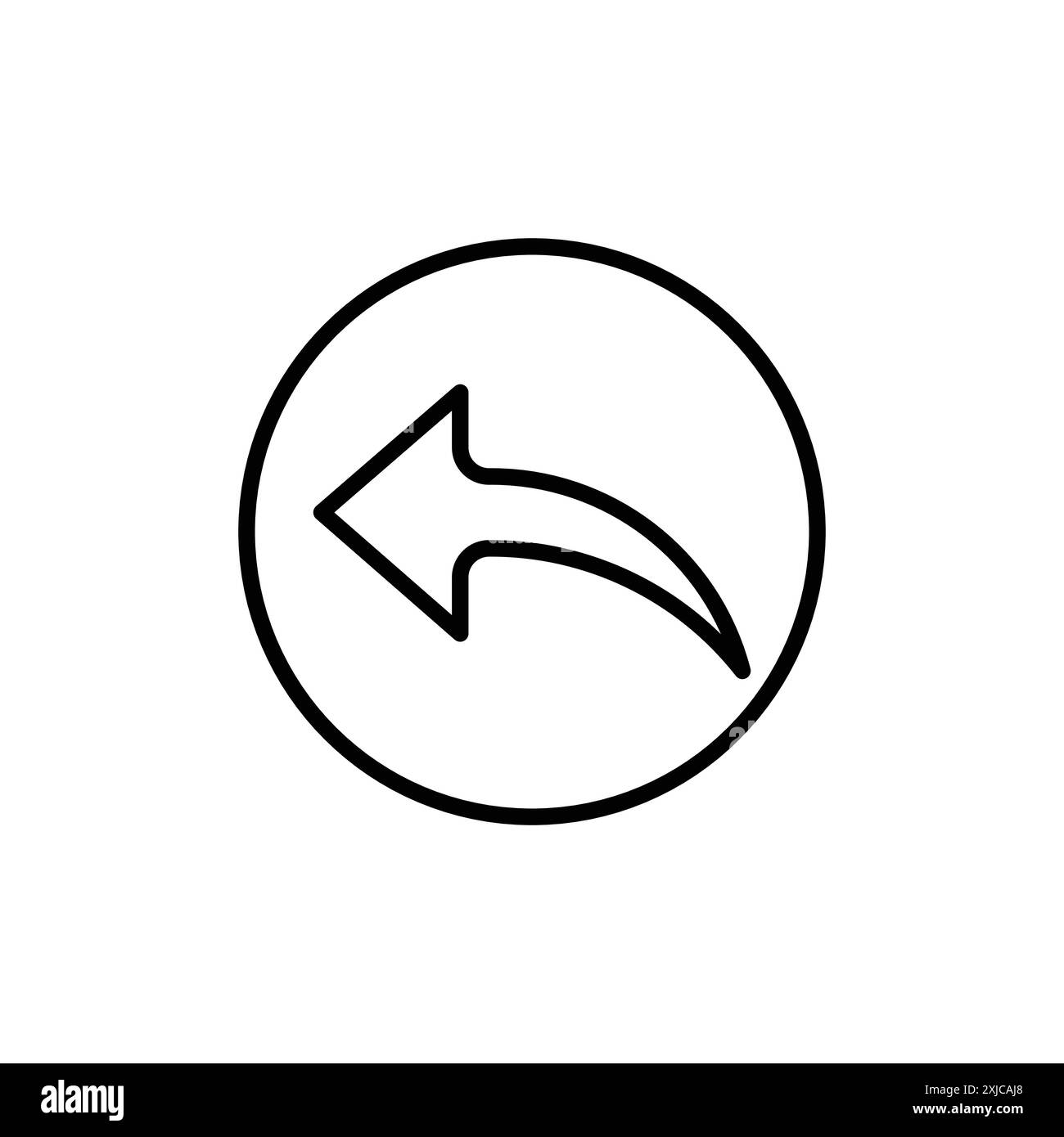 Rückgängig: Symbol für Pfeilzeichen flach in schwarz-weiß-farbigem Umrissvektor Stock Vektor