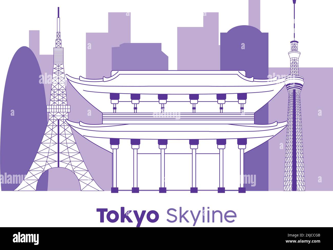 Tokio Skyline Moderne Stadtlandschaft Vektor-Illustration Stock Vektor