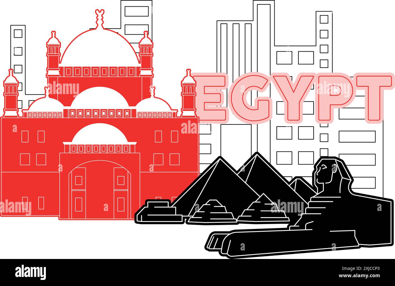 Ägypten Skyline Moderne Stadtlandschaft Vektor-Illustration Stock Vektor