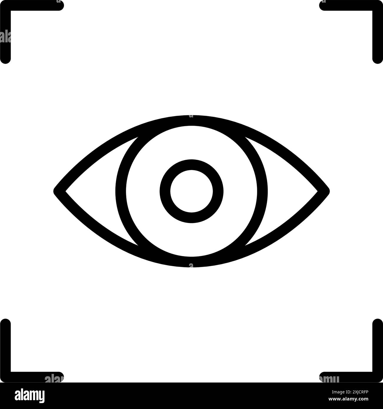 Augenscan. Visuelle Erkennung und biometrische Identifizierung. Pixelperfektes, bearbeitbares Konturvektorsymbol Stock Vektor
