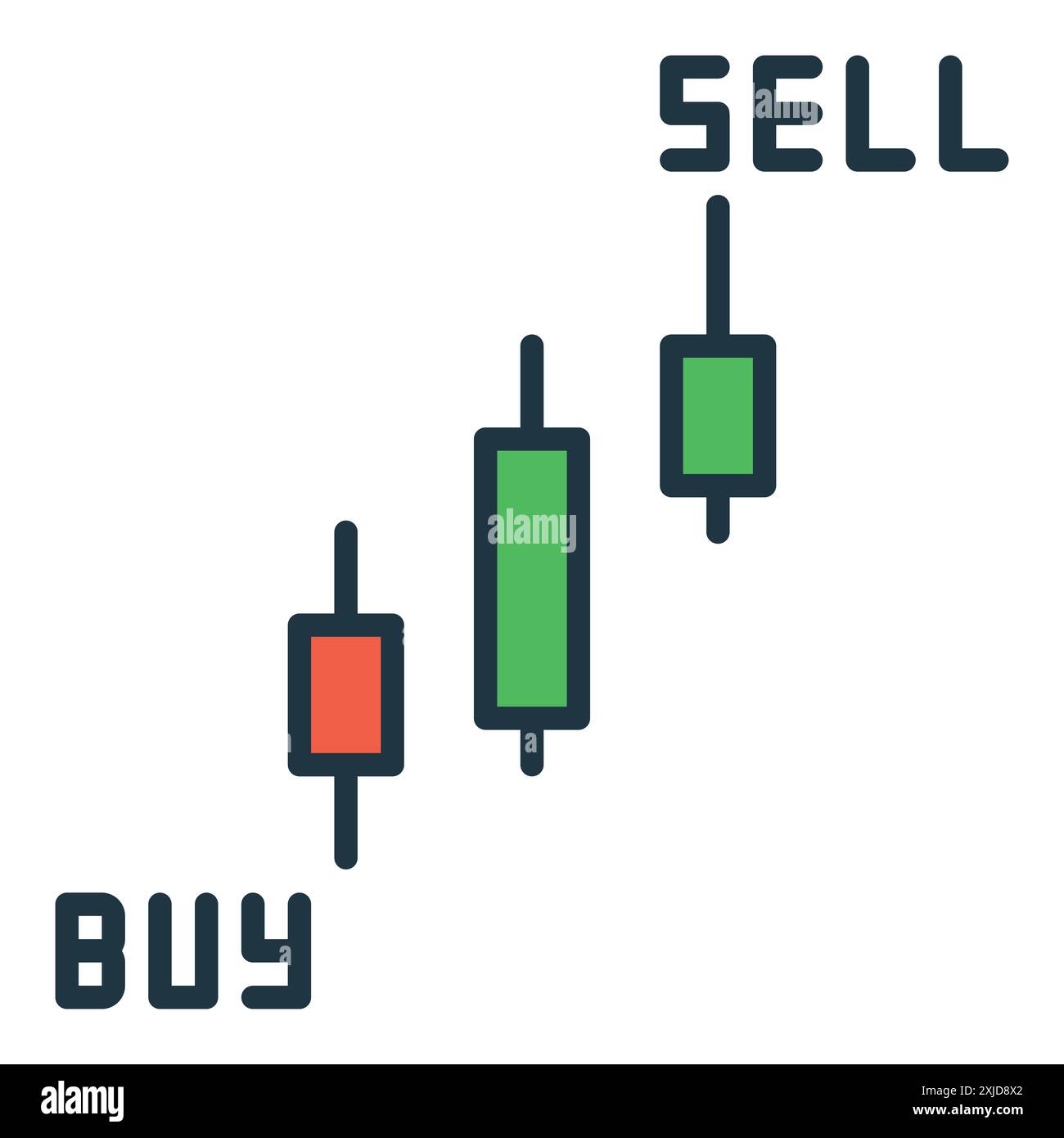 Kaufen Sell Candlestick Chart Vektor Trading Konzept farbiges Symbol oder Symbol Stock Vektor