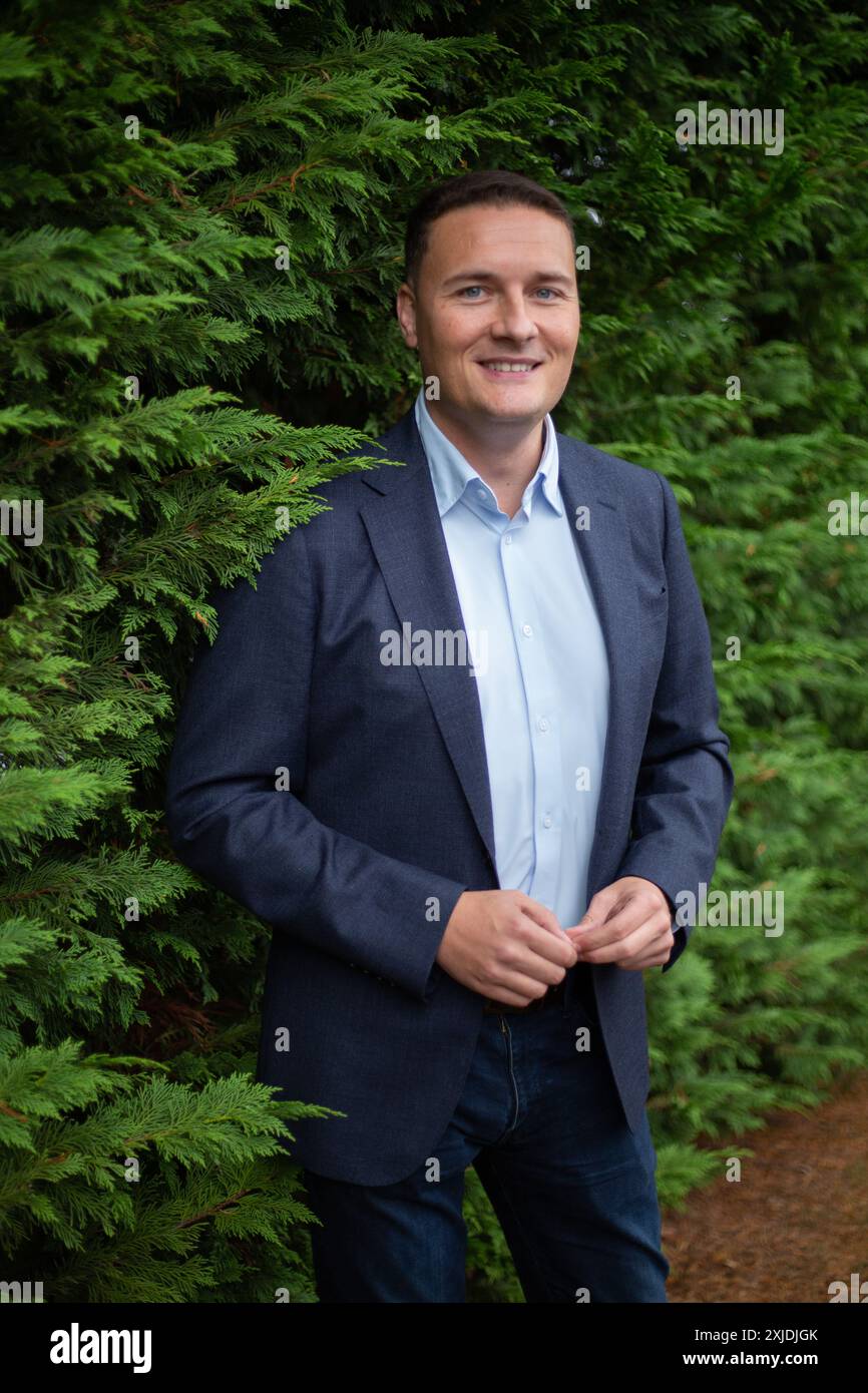 Wes Streeting, Mitglied des Parlaments für die Labour Party, Schattensekretär für Gesundheit und Sozialfürsorge des Vereinigten Königreichs, am 5. Oktober 2023 in Rutherglen, Glasgow, Schottland. Stockfoto