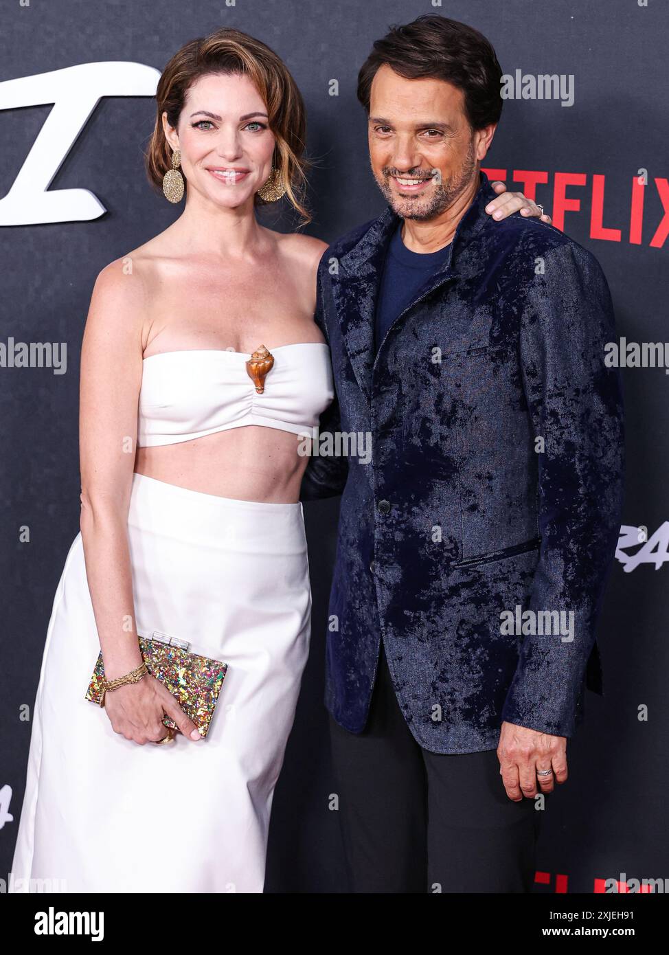 Los Angeles, Usa. Juli 2024. LOS ANGELES, KALIFORNIEN, USA – 17. JULI: Courtney Henggeler und Ralph Macchio treffen am 17. JULI 2024 im Autry Museum of the American West im Griffith Park in Los Angeles ein. (Foto: Xavier Collin/Image Press Agency) Credit: Image Press Agency/Alamy Live News Stockfoto