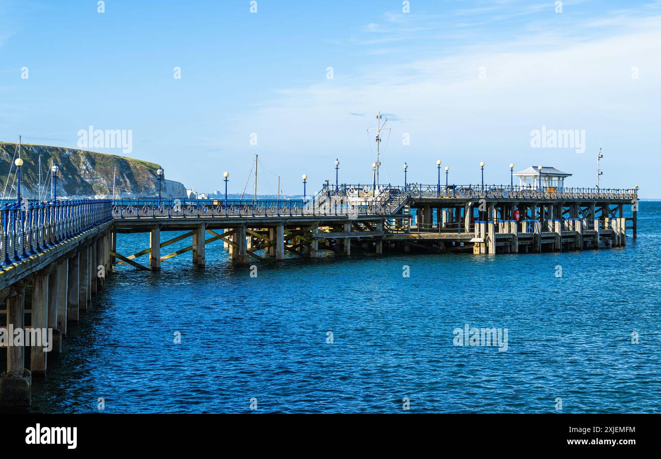 Swanage Pier und Swanage Bay, Swanage, Dorset, England Stockfoto