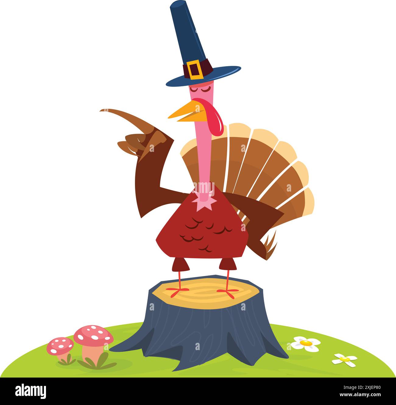 Comic lustige truthahnvogel Figur für Thanksgiving Illustration. Vektor Stock Vektor