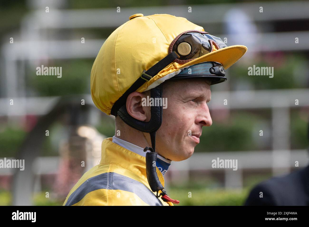 Ascot, Berkshire, Großbritannien. Juli 2024. Jockey David Probert Gewinner der Ascot Racecourse unterstützt Sport in Mind Handicap Stakes auf der Ascot Racecourse in Berkshire auf der Summer Mile Family RacedayEigentümer Joseph Smith, Trainer Ian Williams, Alvechurch, Züchter Thierry de La Heronniere et al. Kredit: Maureen McLean/Alamy Stockfoto