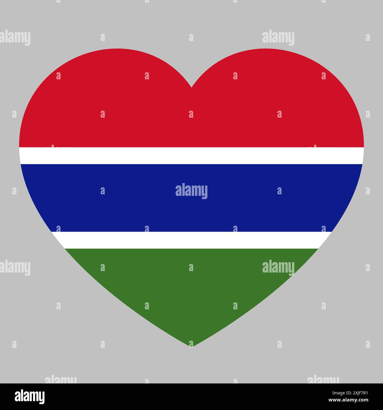Flagge von Gambia in Form eines Herzens, Symbol der Liebe Stock Vektor