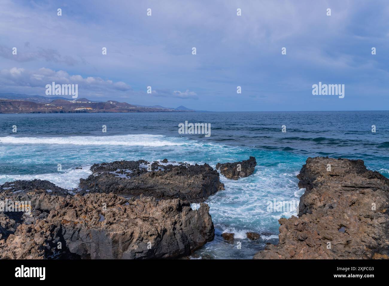 Strand El Confital am Rande von Las Palmas, Halbinsel La Isleta. Gran Canaria, Spanien Stockfoto