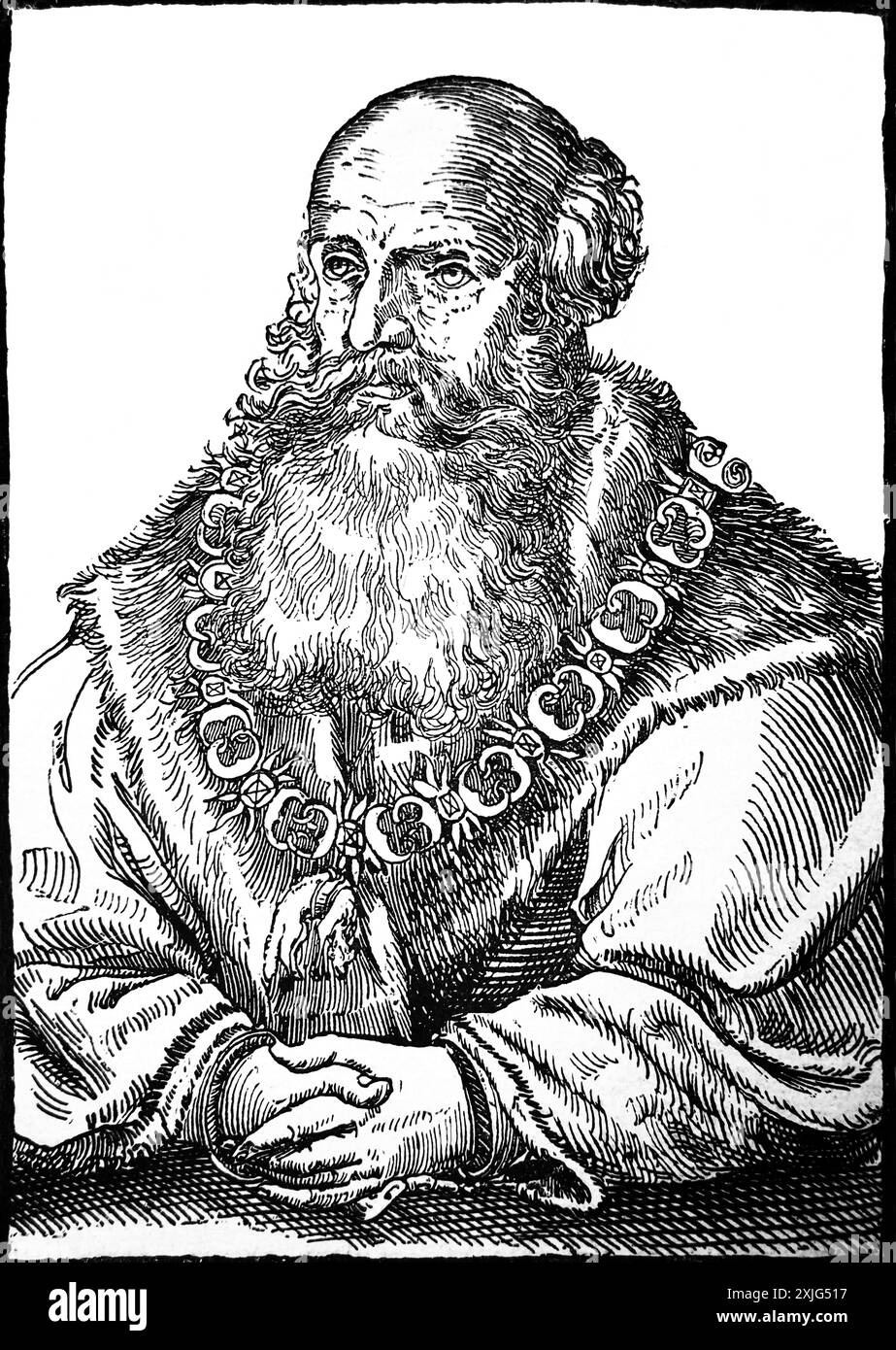 Herzog Georg von Sachsen aus dem Holzschnitt 1471-1539 katholische Opposition gegen die Reformation aus dem Luther-Buchleben Stockfoto