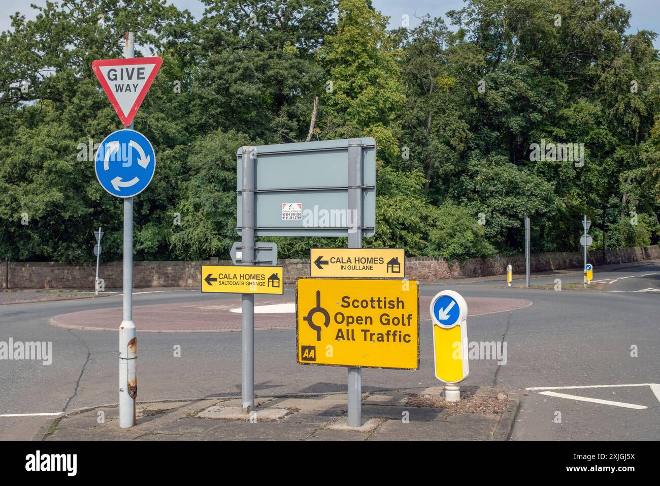Scottish Open Golf Straßenschild in Longniddry, East Lothian, Schottland Großbritannien. Stockfoto