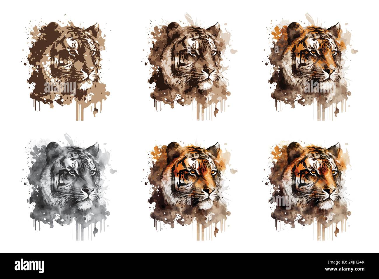 Tiger Aquarell Vektor-Illustration Stock Vektor