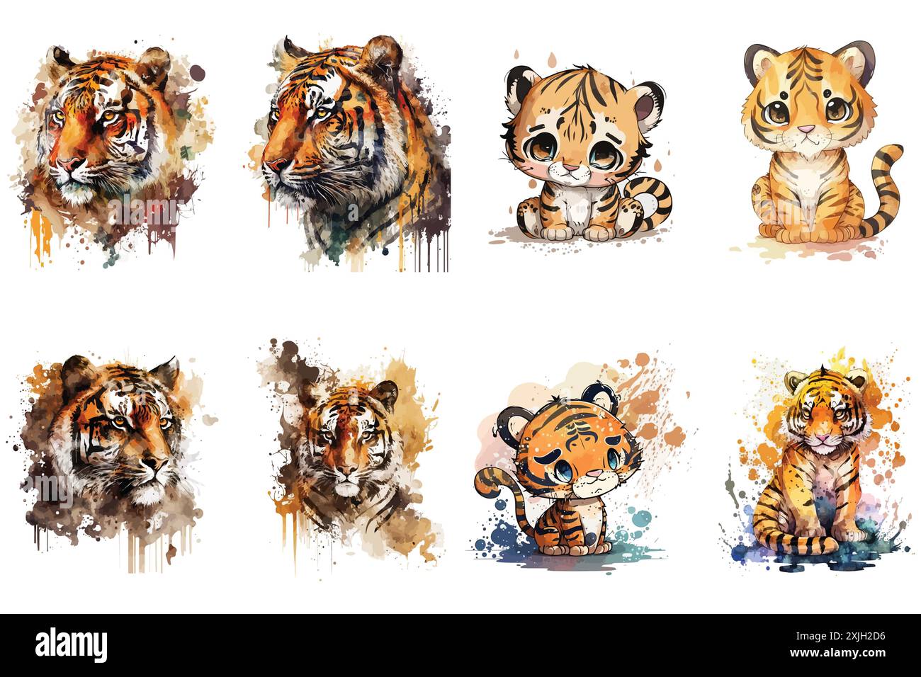 Tiger Aquarell Vektor-Illustration Stock Vektor