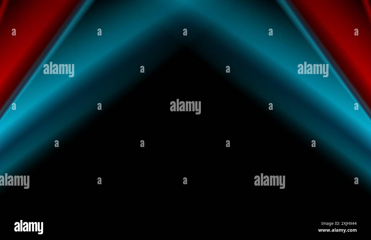 Blauer und roter abstrakter Hintergrund mit glatten Streifen. Vektordesign Stock Vektor