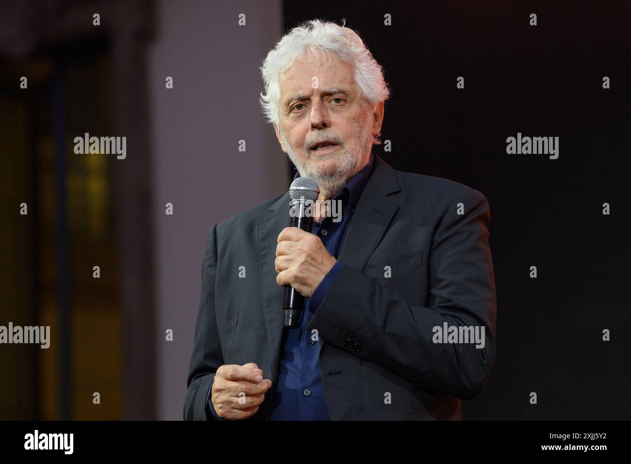 Mailand, Mailand. Juli 2024. Concerto di Nicola Piovani nel Cortile d'onore del palazzo di Brera - Milano - Giovedì 17 Luglio 2024 (Foto Claudio Furlan/Lapresse) Nicola Piovani Konzert im Cortile d'onore des Palastes Brera - Mailand - Donnerstag, 17. Juli 2024 (Foto Claudio Furlan/Lapresse) Credit: LaPresse/Alamy Live News Stockfoto