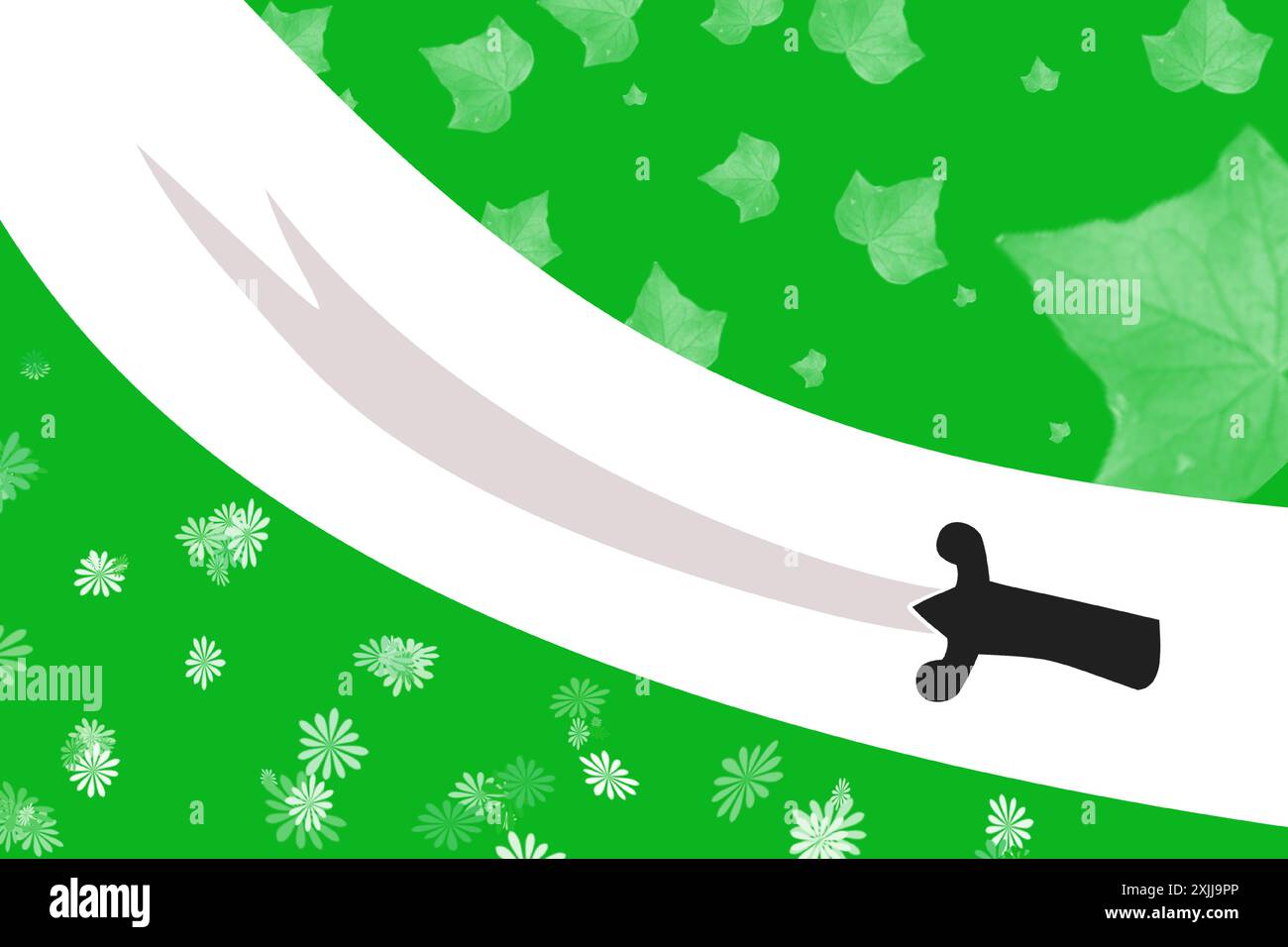 Eine Illustration eines Schwertes, das in den frühen Jahrhunderten von einem Muslim für den Krieg verwendet wurde, mit einem Hintergrund in verschiedenen Farben. Stock Vektor