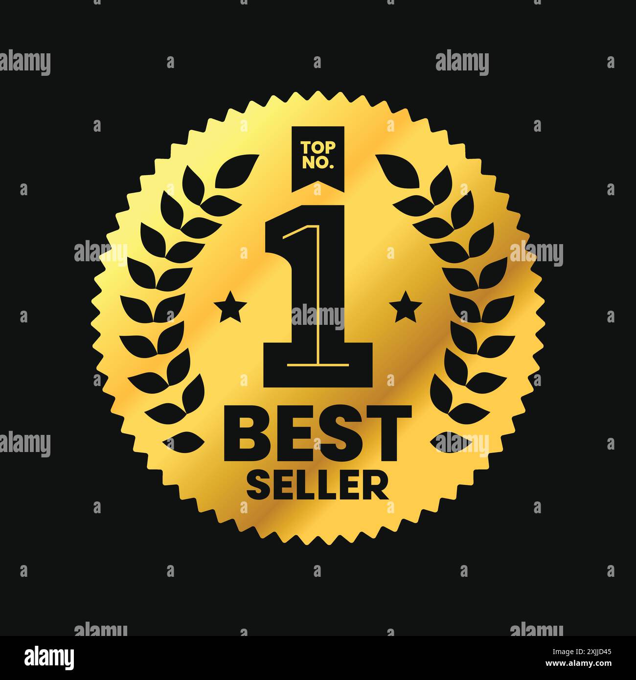 Bestseller-Abzeichen Nr. 1 mit Rosette-Logo. Vektorlabel isoliert für Symbol, insigna, Siegel, Tag, Zeichen, Siegel, Symbol, Stempel, Aufkleber, Emblem Stock Vektor