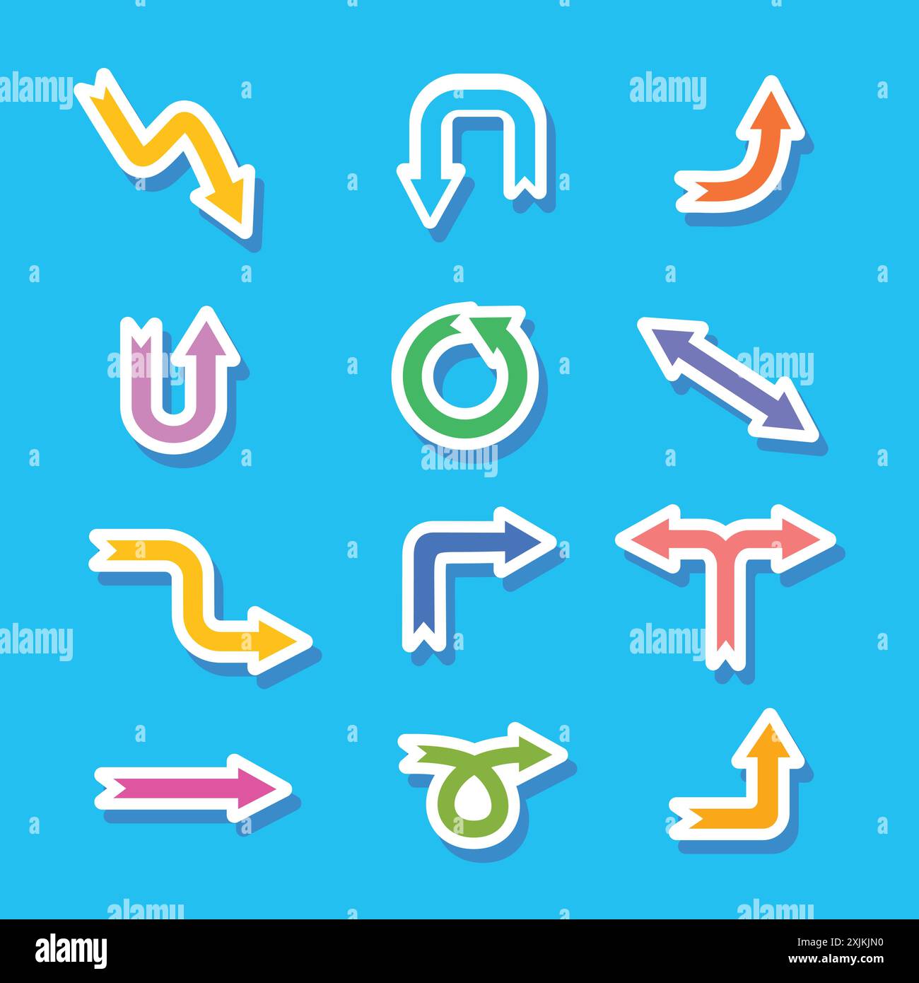 Einfache handgezeichnete farbige Pfeile. Sammlung isolierter sti Stock Vektor