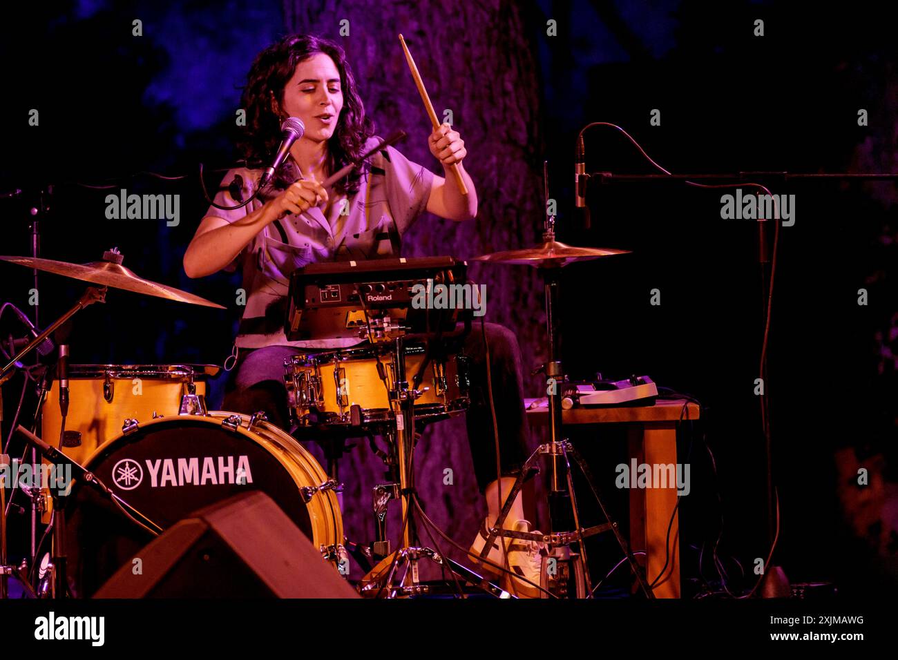 Marina Arrufat, Anna Andreu im Konzert, La mida, La Lluna EN Vers Festival, Binissalem, Mallorca, Balearen, Spanien Stockfoto