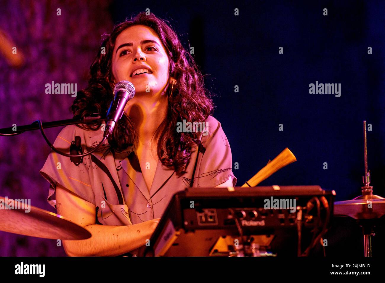 Marina Arrufat, Anna Andreu im Konzert, La mida, La Lluna EN Vers Festival, Binissalem, Mallorca, Balearen, Spanien Stockfoto