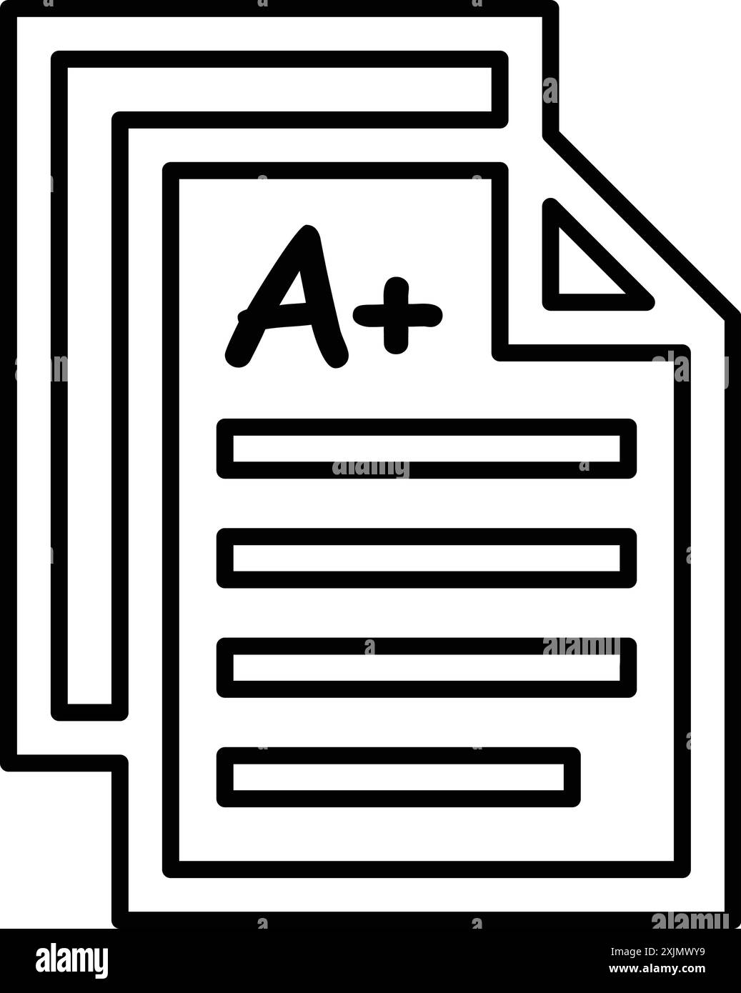 Bildungs-, Untersuchungs-, Notiz-Symbol. Kommerzielle Nutzung, gedruckte Dateien und Präsentationen, Werbematerial, Web oder jede Art von Designprojekt. Stock Vektor