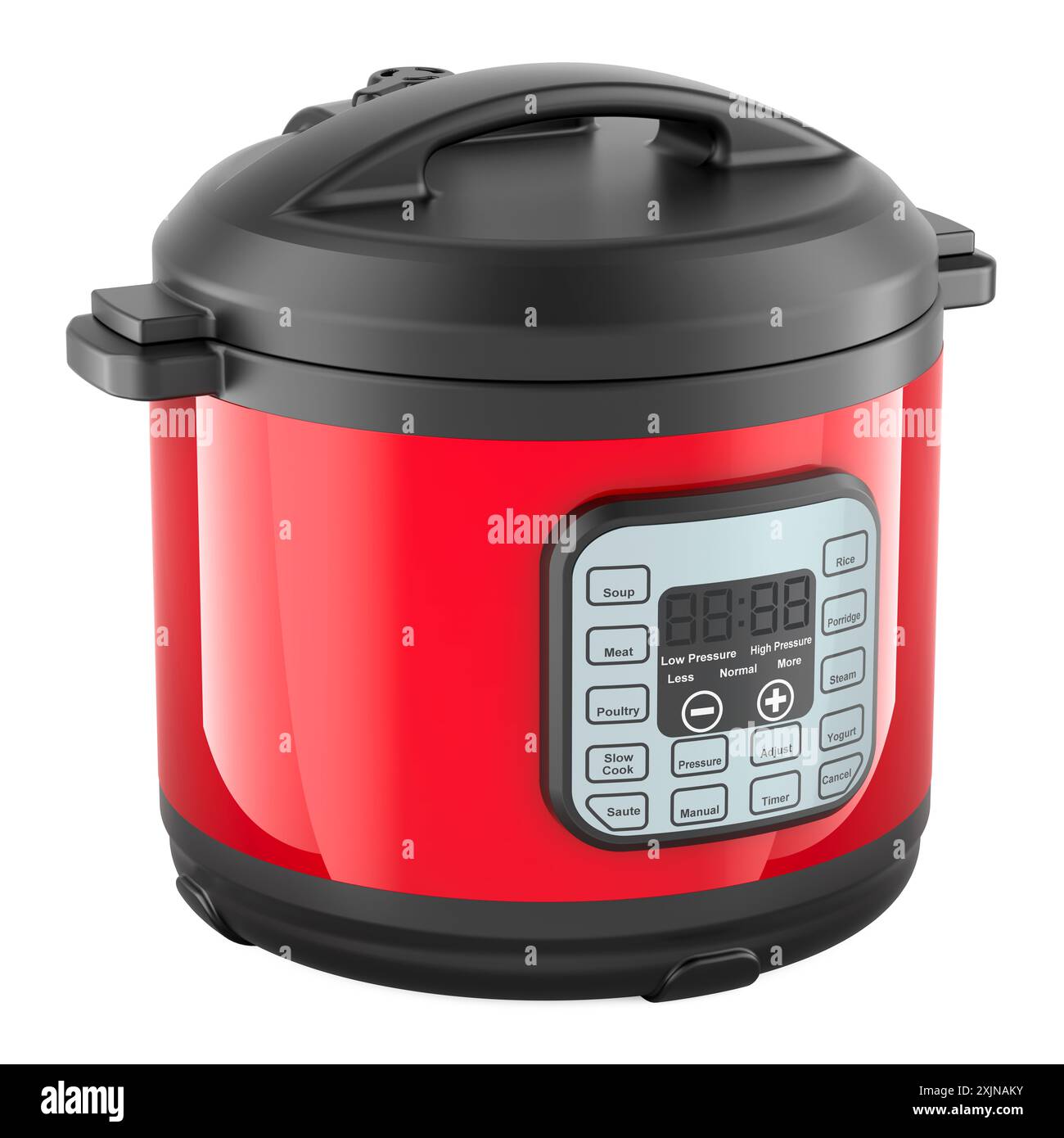 Red automatische multicooker, 3D-Rendering auf weißem Hintergrund Stockfoto