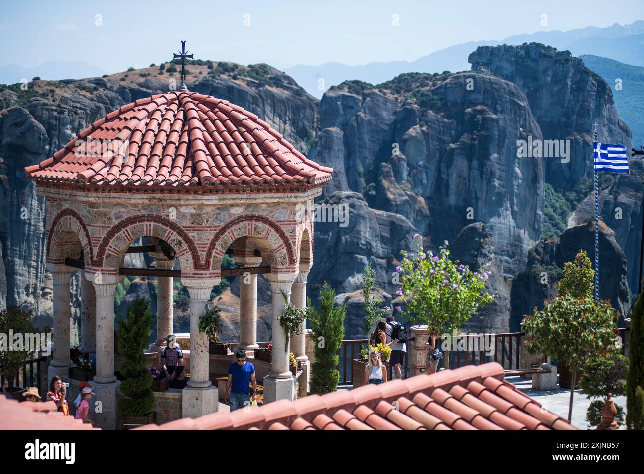 Das Grand Meteoro Kloster. Meteora, Kalambaka, Griechenland. Stockfoto