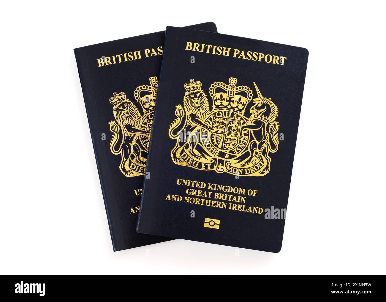 Britische Biometrische Blaue Pässe Stockfoto