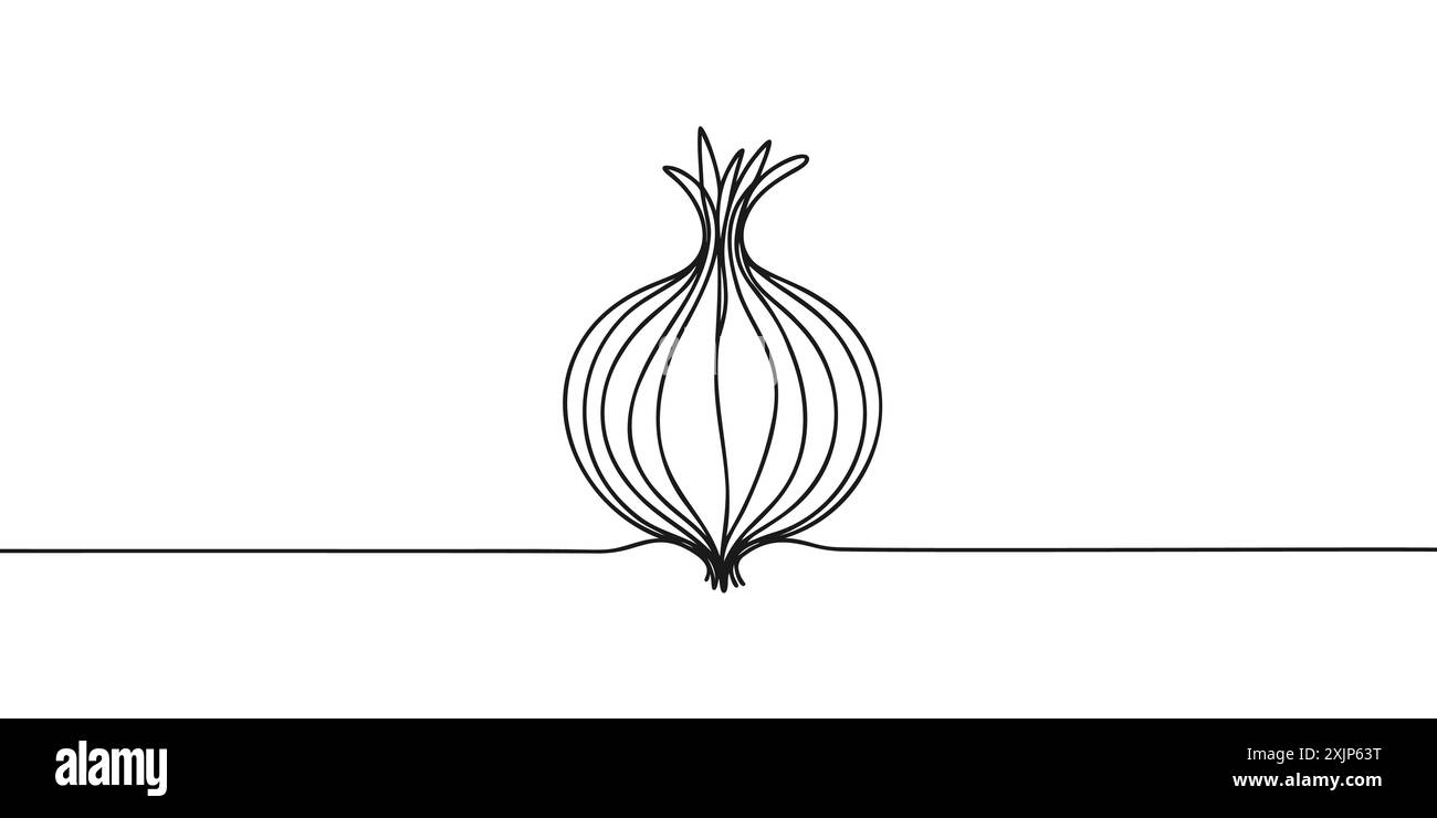 Durchgehende, einzeilige Zeichnung frischer Bio-Zwiebeln Stock Vektor