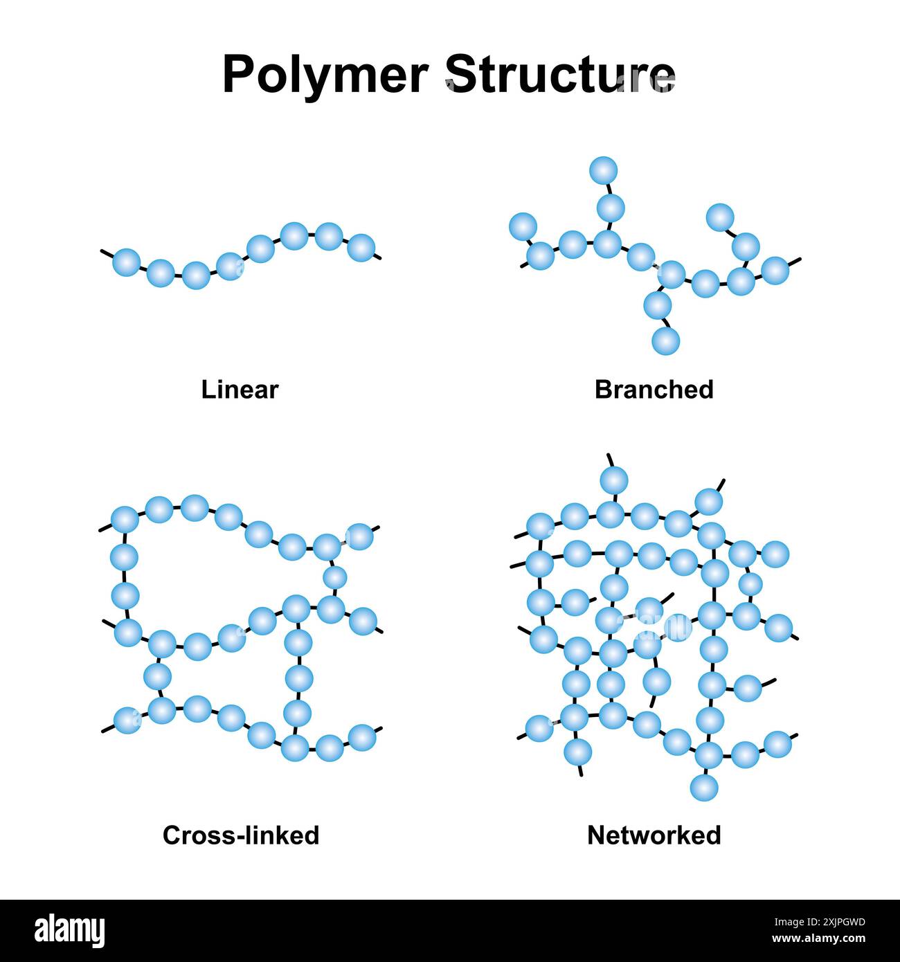 Polymertypen, Abbildung. Stockfoto