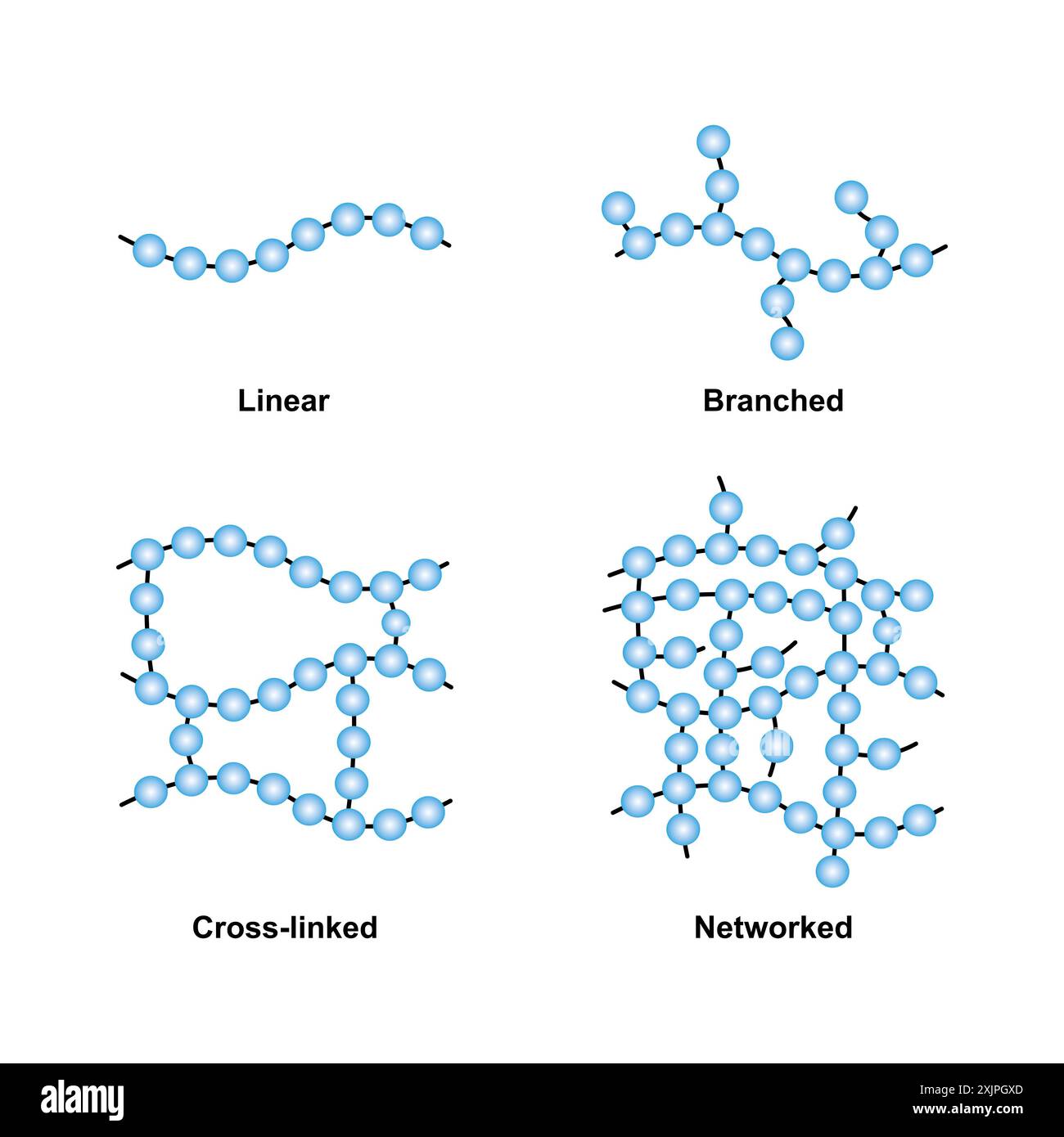 Polymertypen, Abbildung. Stockfoto