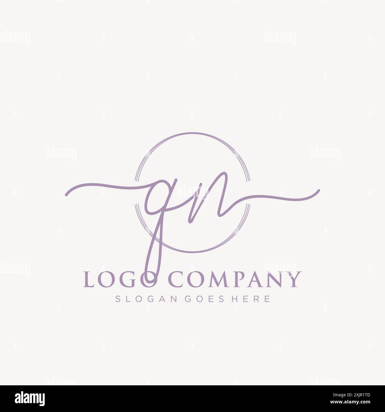 QN erste Handschrift mit Pinselkreis-Logo Stock Vektor