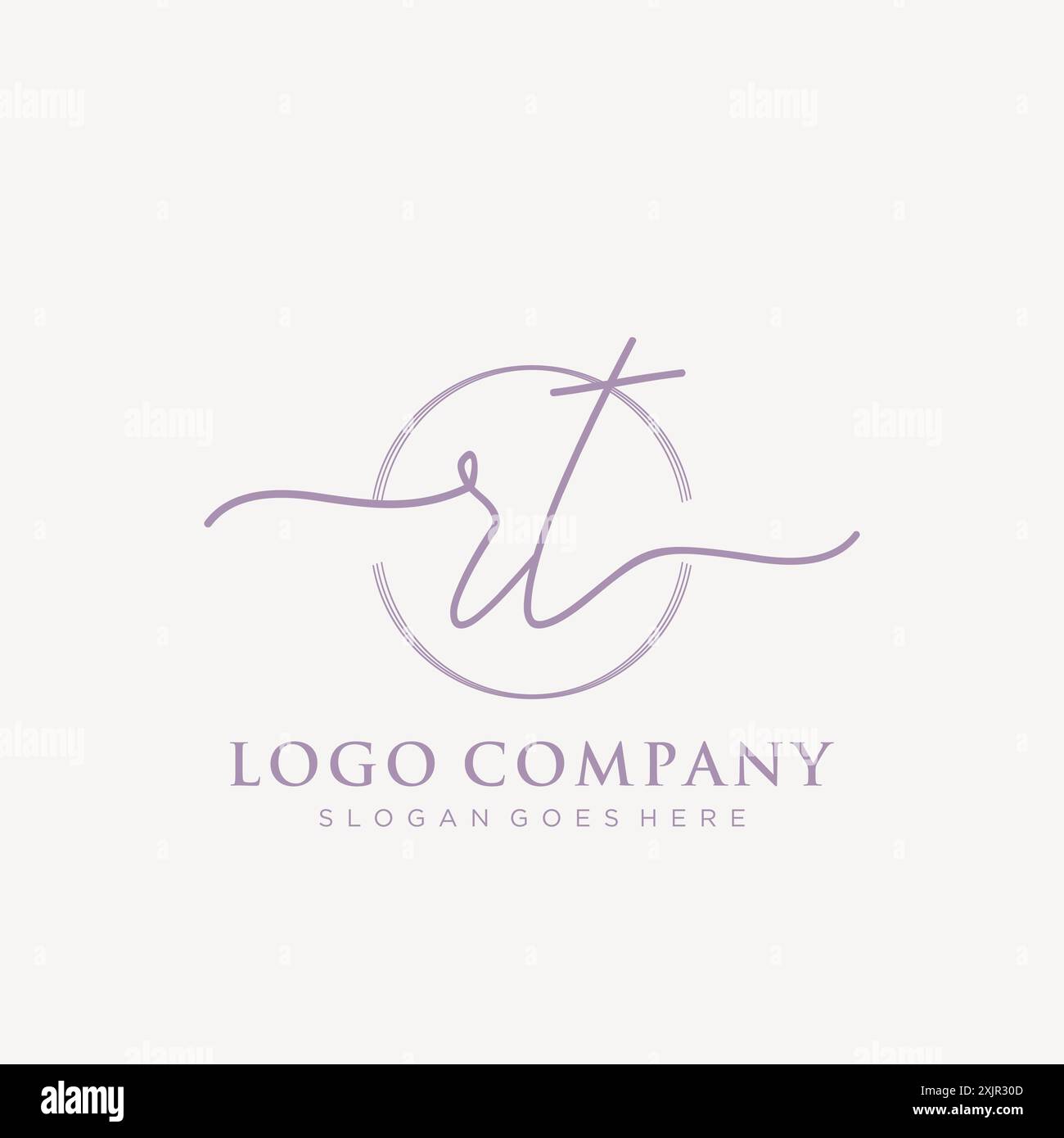 RT erste Handschrift mit Pinselkreis-Logo Stock Vektor