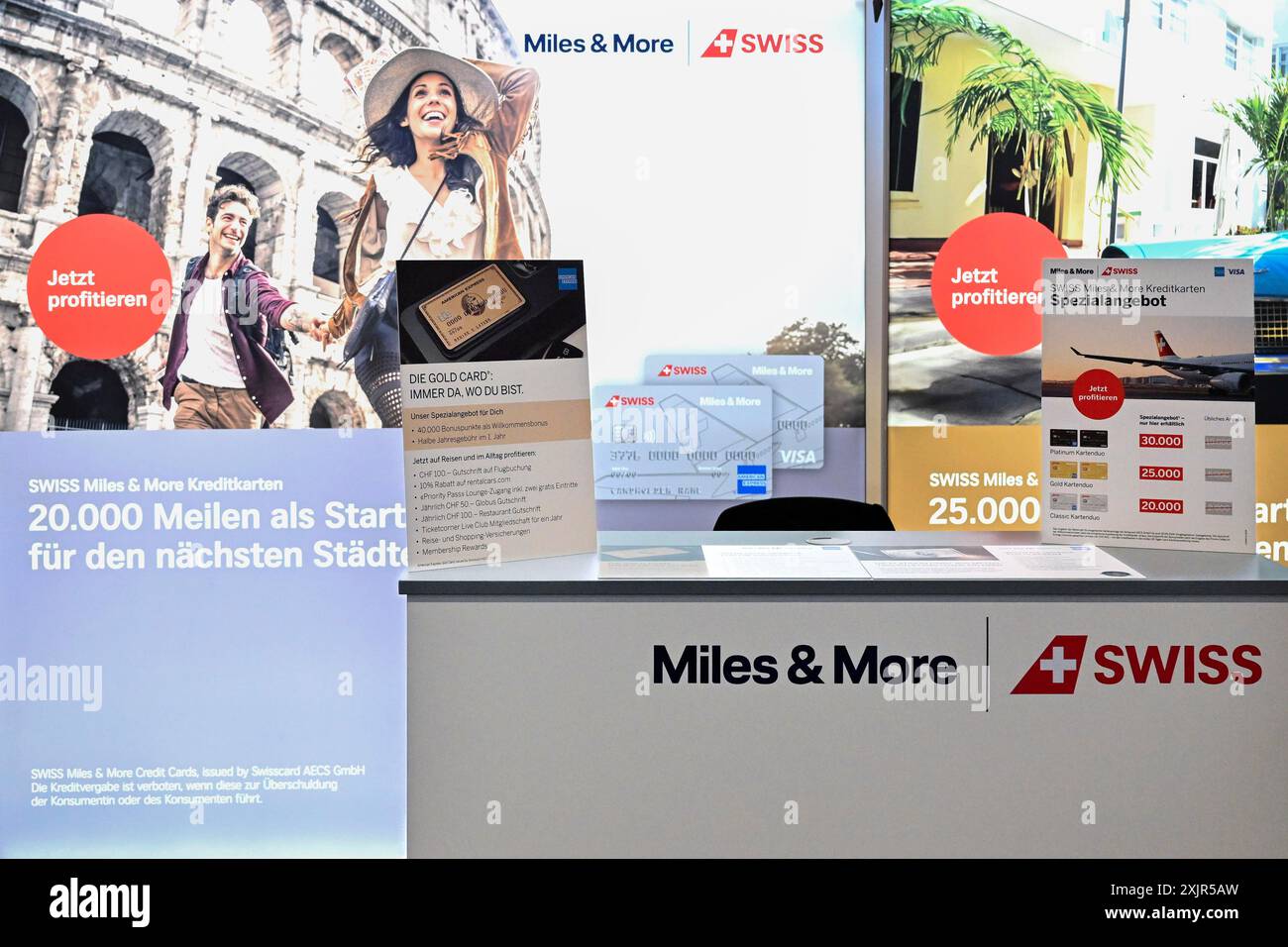 Swiss Miles & More Messestand Stockfoto