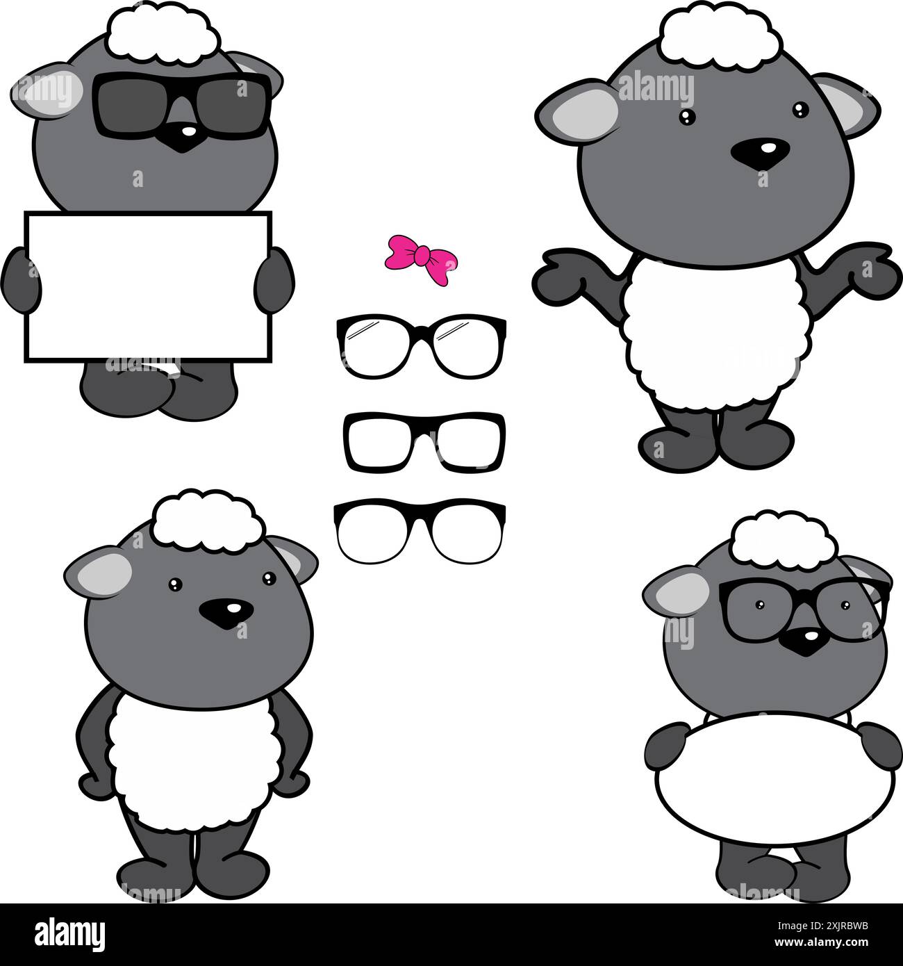 Niedliches Baby Plüschcartoon Sammlung Pack im Vektorformat Stock Vektor