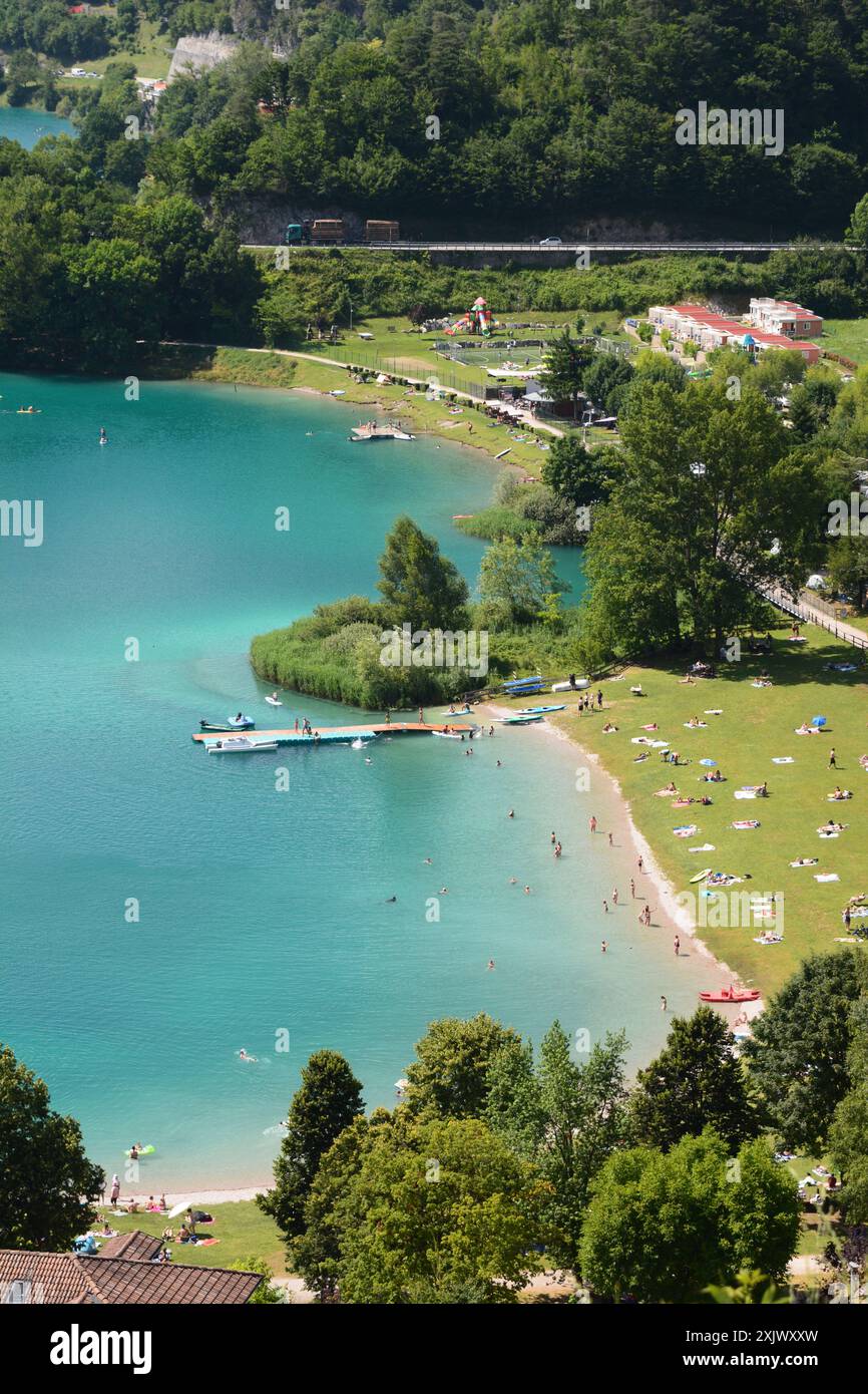 Sommer am Lake Ledro Beach. Molina di Ledro. Trentino Südtirol. Italien Stockfoto