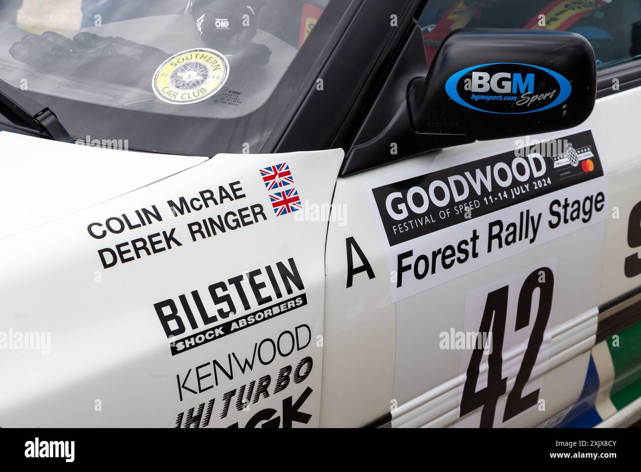 1991 Subaru Legacy RS Group Ein Auto des Fahrers James Rimmer, ein Auto, das einst von Colin McRae mit dem Beifahrer Derek Ringer gefahren wurde. Goodwood Festival of Speed 2024 Stockfoto