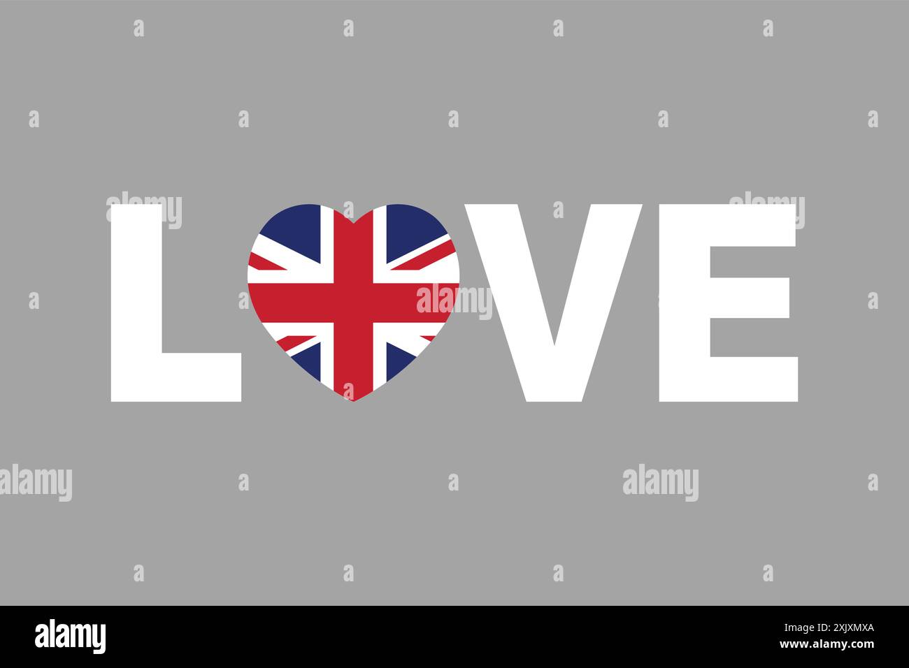 Love Word mit britischer Herzform Stock Vektor