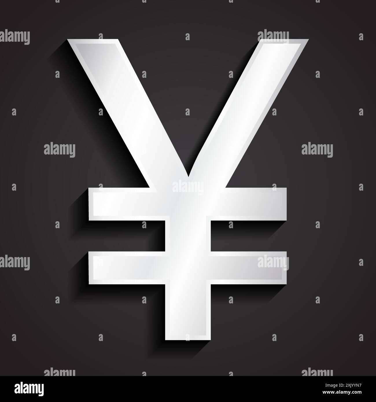 Yen-Währung silbernes Metallsymbol Stock Vektor