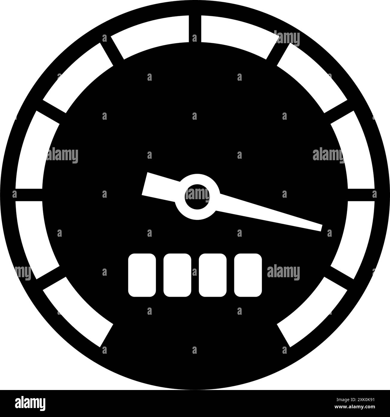 Schwarz-weißes Tachometersymbol für das Design der Armaturenbrettschnittstelle. Stock Vektor