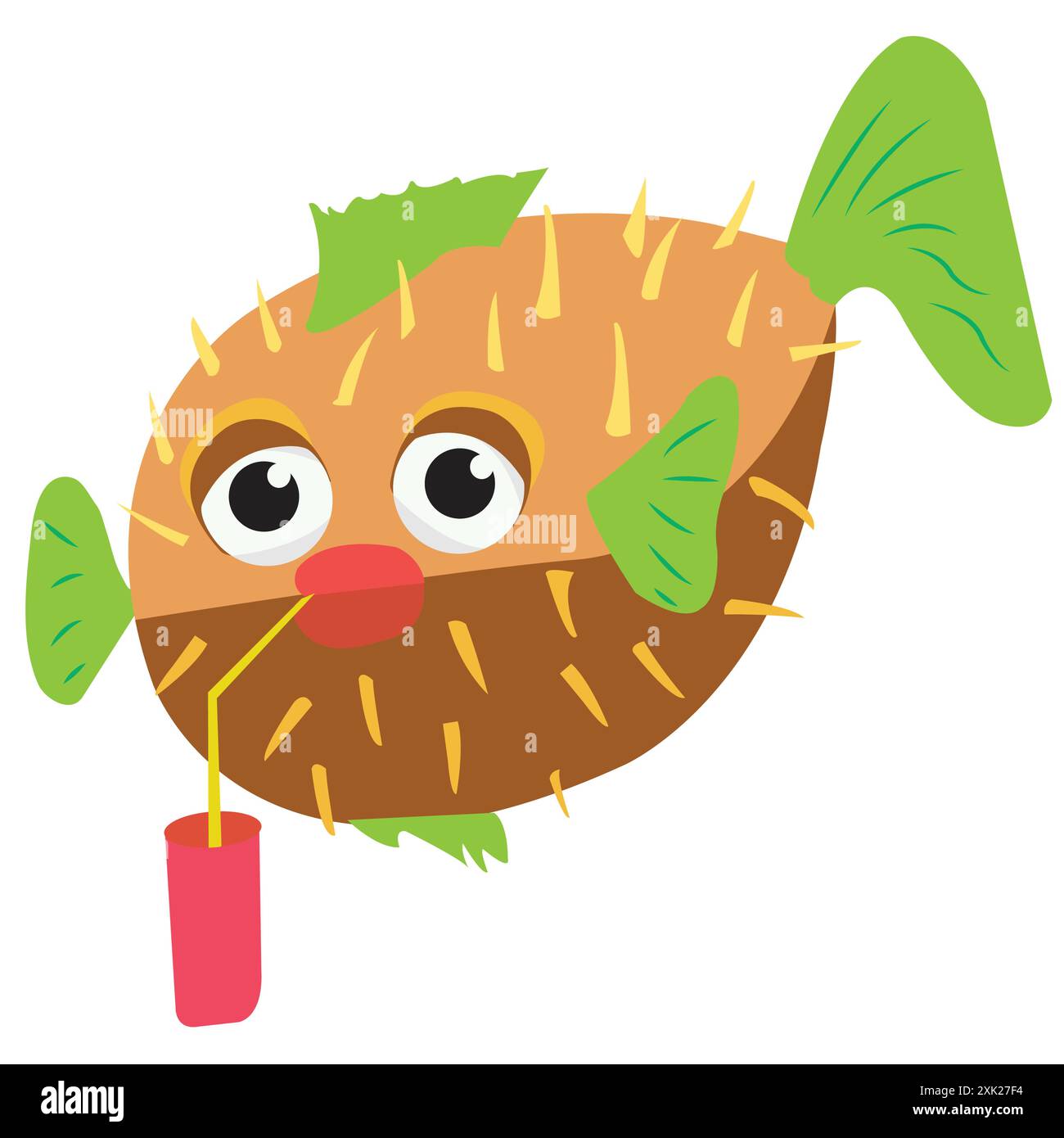 Bubblefish trinkt mit einem Strohhalm Stock Vektor