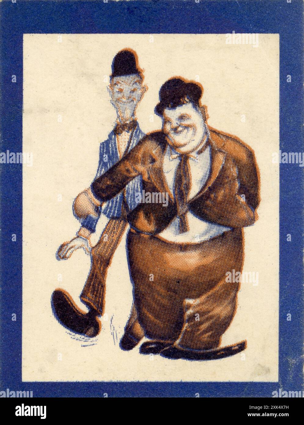 LAUREL UND HARDY Stempel / Aufkleber von der Rückseite von STAN LAUREL Umschlag frankiert 19. Juni 1953 von seiner Adresse in 1111 Franklin Street, Santa Monica, Kalifornien, USA an einen Fan / Freund in England geschickt Stockfoto