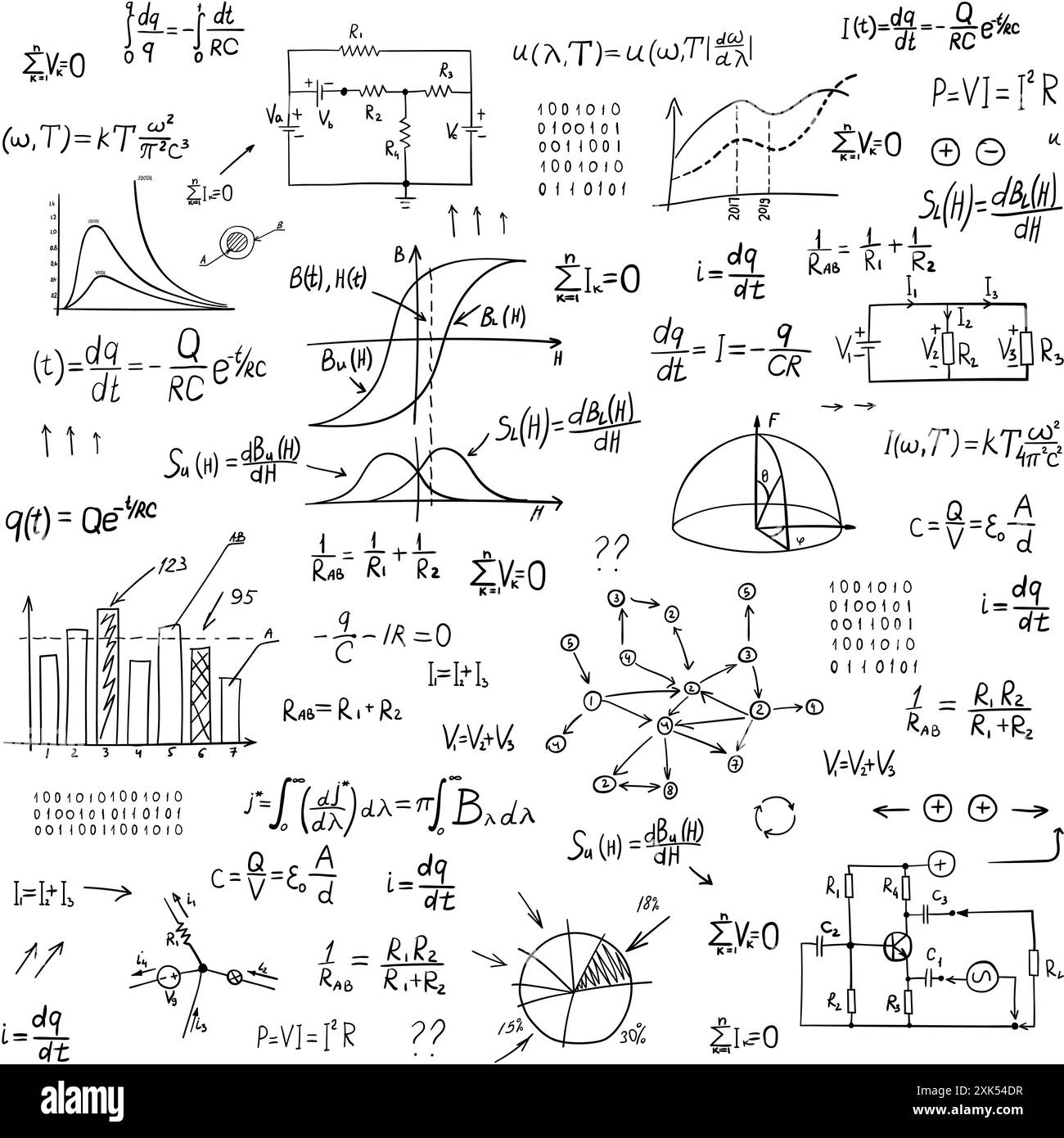 Handgezeichneter dunkelblauer technischer Hintergrund Stock Vektor