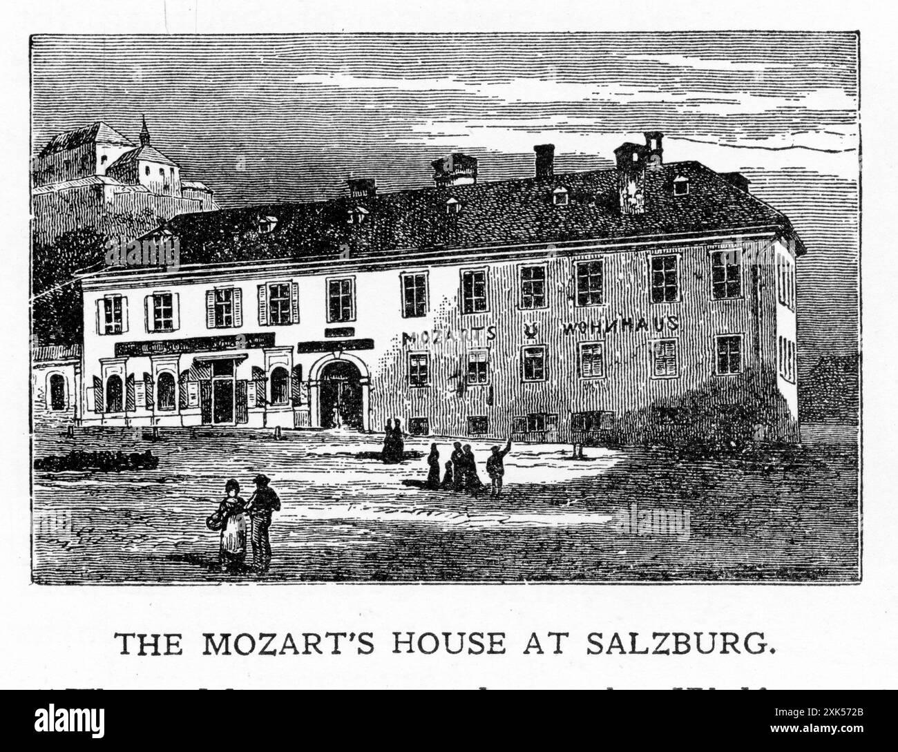 Stich des Hauses Mozart; Satltzburg, Deutschland. Stockfoto