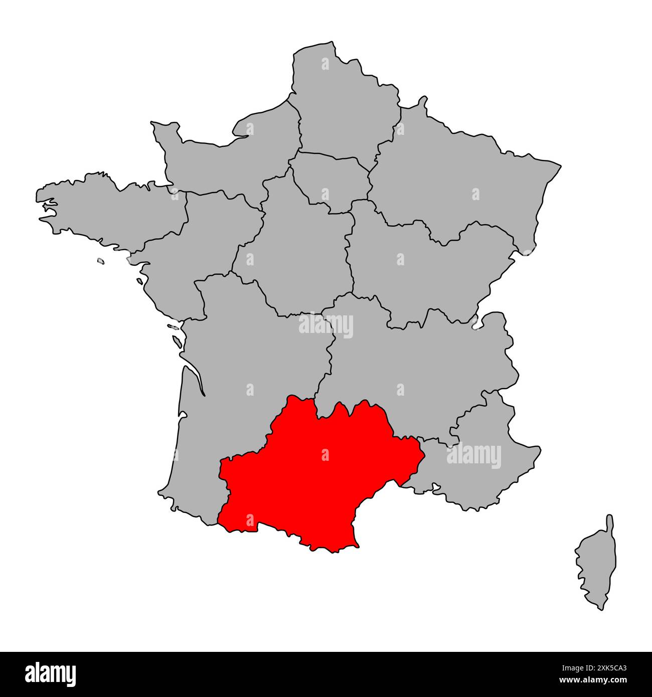 Okzitanien von Frankreich Karte Symbol Form, Reise Web flach Konzept Symbol Symbol Vektor . Stock Vektor